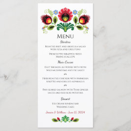 Pools Folk Flowers Red Menu