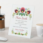 Pools Folk Flowers Red Reclamebord Met Voetstuk (Insitu)