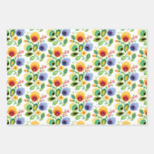 Pools Folk Flowers Yellow Inpakpapier Vel (Voorkant 2)