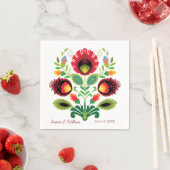 Pools folkbloemen rood huwelijk Napkin Servet (Insitu)