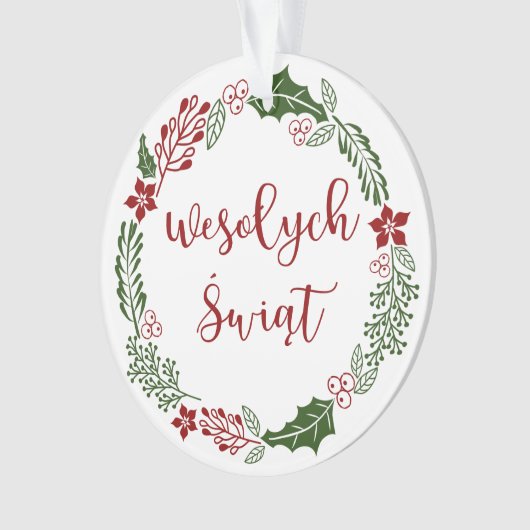 Pools kerstfeest, Wesołych świąt Ornament (voorkant)