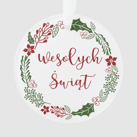 Pools kerstfeest, Wesołych świąt Ornament (voorkant)