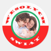 Pools kerstfoto Envelope Seal met Greeting Ronde Sticker (Voorkant)