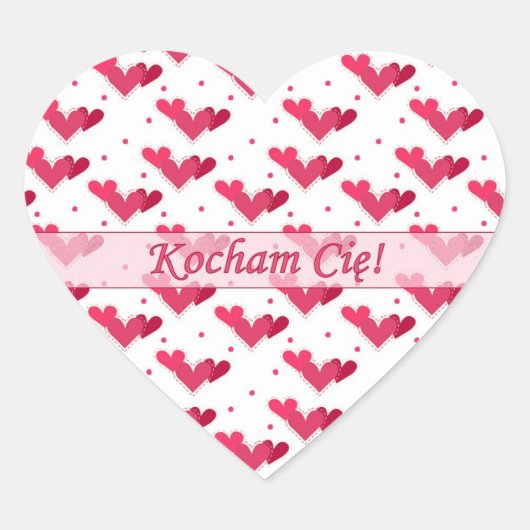 Pools Liefde Rode Harten op Witte Hart Sticker (Voorkant)