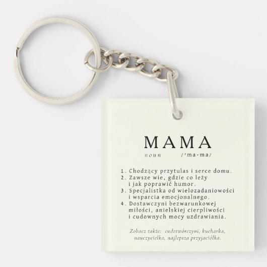 Pools Mam Gift - MAMA Definitie Ecru Sleutelhanger (voorkant)