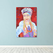 Pools meisje met een vouwdesign in traditionele kl canvas afdruk (Insitu (Houten vloer))