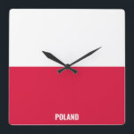 Pools nationaal vlagpatriotticum vierkante klok<br><div class="desc">De Poolse National Flag Patriotic Square Wall Clock met de vlag van het land in de nationale kleuren die de hele tijd worden gedrukt. De naam van het land is subtiel geïntegreerd in het ontwerp onderaan. De tekst is volledig aanpasbaar gebruikend "pas het aan!" Kenmerken. Dit charmerende ontwerp is het...</div>