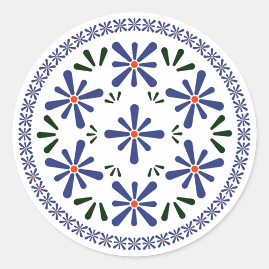 Pools ontwerp van traditionele keramiek. ronde sticker (Voorkant)