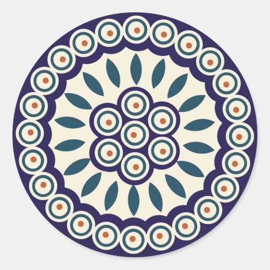 Pools ontwerp van traditionele keramiek. ronde sticker (Voorkant)
