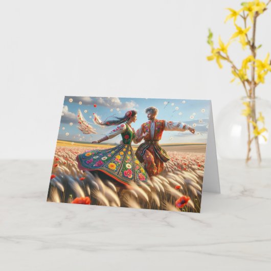 Pools paar dansen kaart (Gele Bloem)