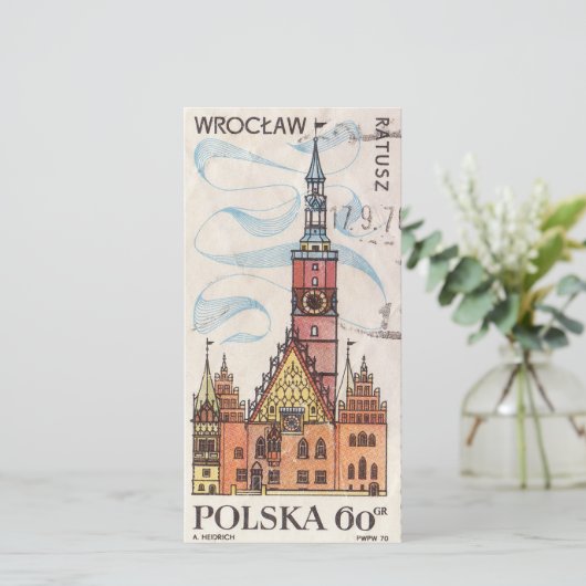 Pools poststempel Wroclaw Bedankkaart (Staand voorkant)