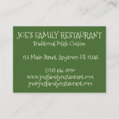 Pools restaurant Diner Dumplings Pierogies Food Visitekaartje (Achterkant)