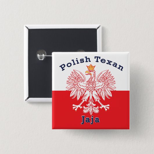 Pools Texan Eagle Jaja Vierkante Button 5,1 Cm (Voorkant /achterkant)