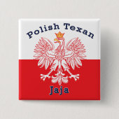 Pools Texan Eagle Jaja Vierkante Button 5,1 Cm (Voorkant)