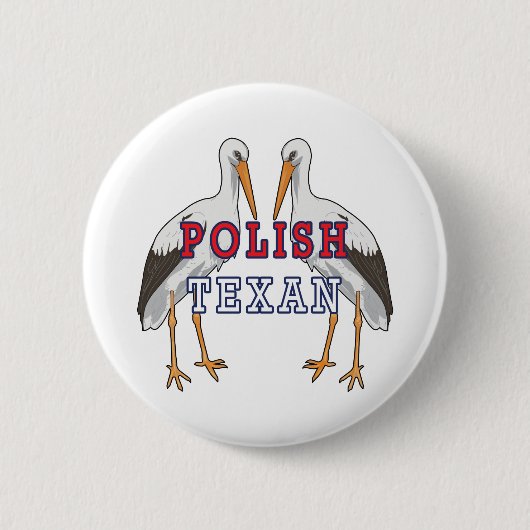 Pools Texan White Stork Ronde Button 5,7 Cm (Voorkant)