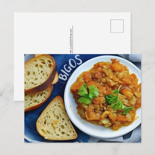 Pools traditioneel voedsel, Briefkaart voor postov (Voorkant / Achterkant)