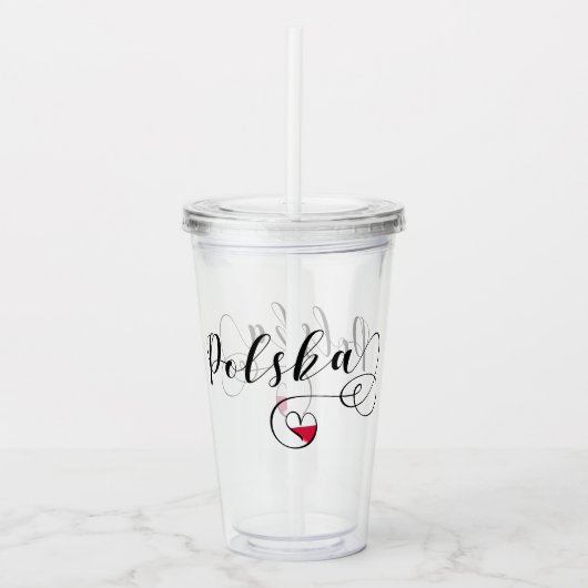 Pools vlaggeschut, Pools Script Polska Acryl Drinkbeker (Voorkant)