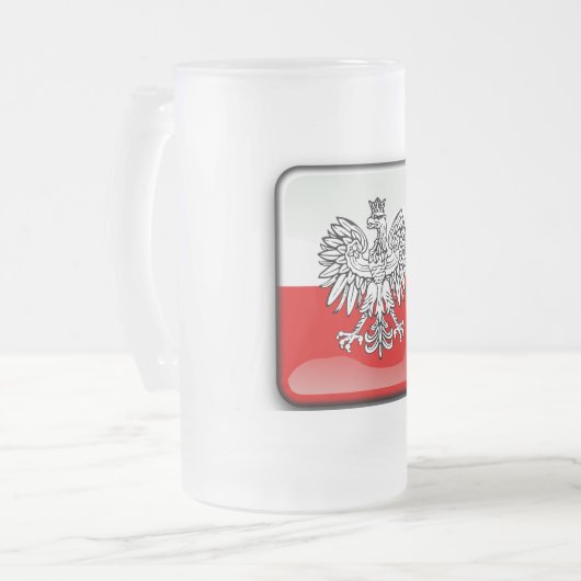 Pools wapenschild matglas bierpul (Voorkant links)