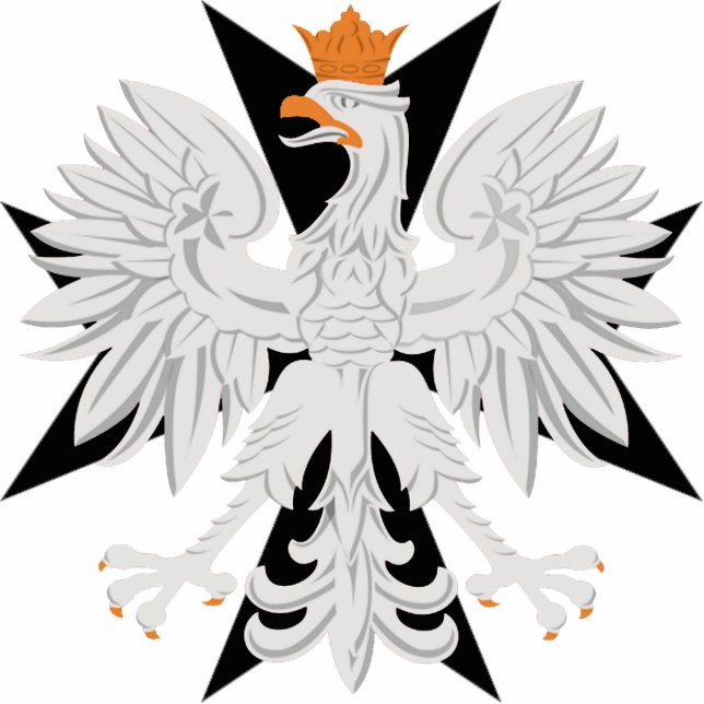 Pools Witte Eagle Black Maltese kruis Staand Fotobeeldje (Voorkant)