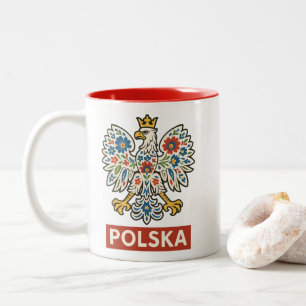 Poolse Adelaar Bloemrijke Folklore Polska Tweekleurige Koffiemok