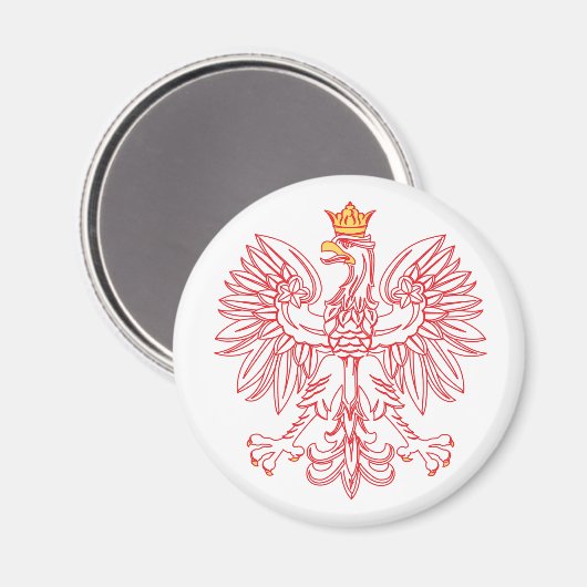 Poolse adelaar geschetst in rode magneet (Voorkant / Achterkant)