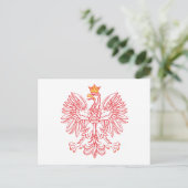 Poolse adelaar in rood briefkaart (Staand voorkant)