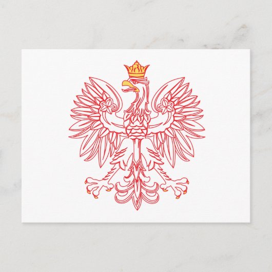 Poolse adelaar in rood briefkaart (Voorkant)