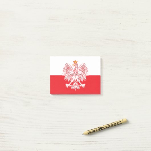Poolse adelaar in rood post-it® notes (Op bureau)