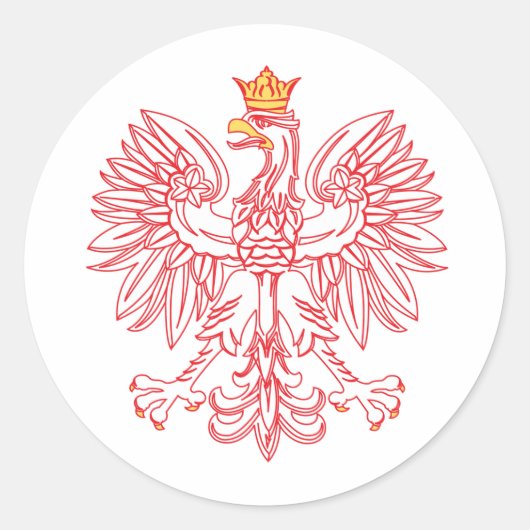 Poolse adelaar in rood ronde sticker (Voorkant)