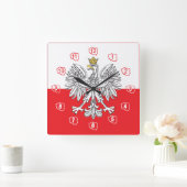 Poolse adelaar met gouden koningsmuur vierkante klok (Huis)