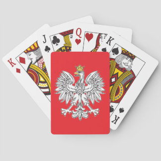 Poolse adelaar met gouden kroonspeelkaarten. pokerkaarten