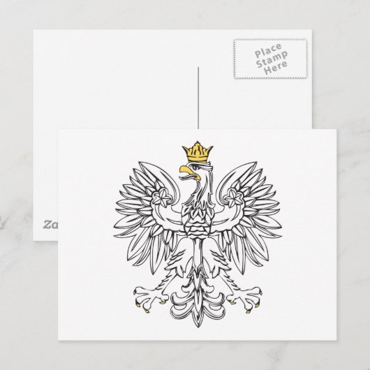 Poolse adelaar met goudkroon briefkaart (Voorkant / Achterkant)