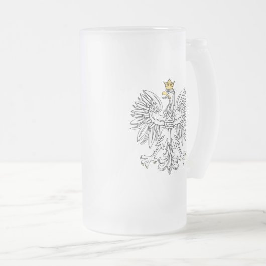 Poolse adelaar met goudkroon matglas bierpul (Voorkant rechts)