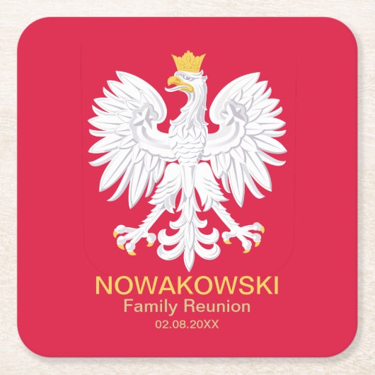 Poolse adelaar 🦅 Polski Poland Crest Reunion Kartonnen Onderzetters (Voorkant)