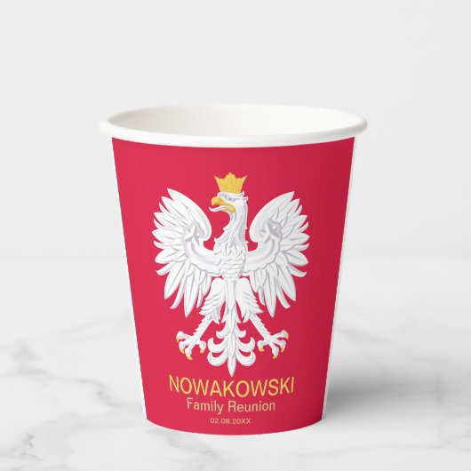 Poolse adelaar 🦅 Polski Poland Crest Reunion Papieren Bekers (Voorkant)