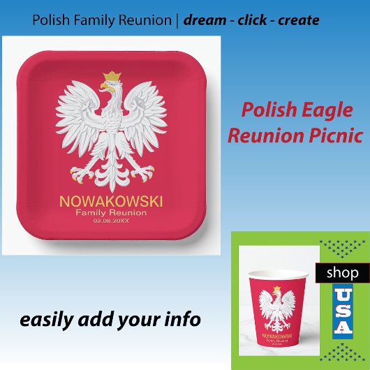 Poolse adelaar 🦅 Polski Poland Crest Reunion Papieren Bordje