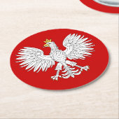 Poolse adelaar ronde kartonnen onderzetter (Gebogen)