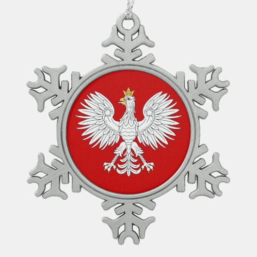 Poolse adelaar tin sneeuwvlok ornament (Voorkant)