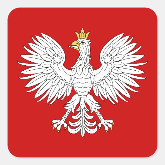 Poolse adelaar vierkante sticker (Voorkant)