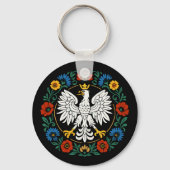 Poolse Adelaar Volkskunst Bloemschilderkunst Sleutelhanger (Voorkant)
