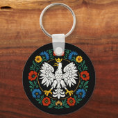 Poolse Adelaar Volkskunst Bloemschilderkunst Sleutelhanger (Voorkant)