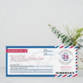 Poolse Airmail boarding Pass Wedding Kaart (Staand voorkant)