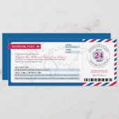 Poolse Airmail boarding Pass Wedding Kaart (Voorkant / Achterkant)