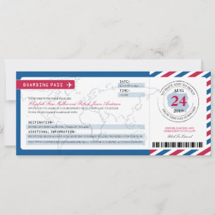 Poolse Airmail boarding Pass Wedding Kaart