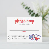 Poolse Amerikaanse hartvlaggen RSVP Kaartje (Staand voorkant)