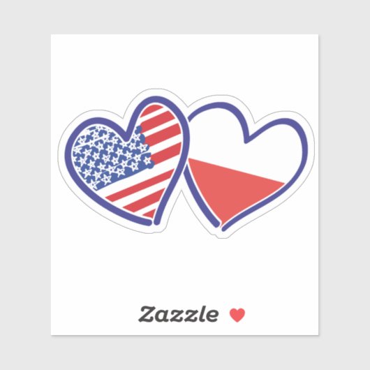 Poolse Amerikaanse hartvlaggen Sticker (Vel)