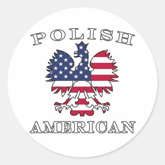 Poolse Amerikaanse vlag Eagle Ronde Sticker (Voorkant)