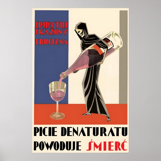 Poolse Anti-Alcohol Poster Drinken denaturant (Voorkant)