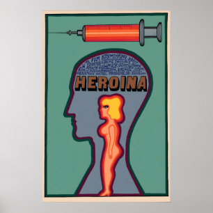 Poolse anti-drugs poster uit de jaren 70 Heroina