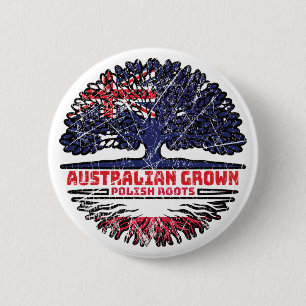Poolse Australische Australische vlag - Boomwortel Ronde Button 5,7 Cm